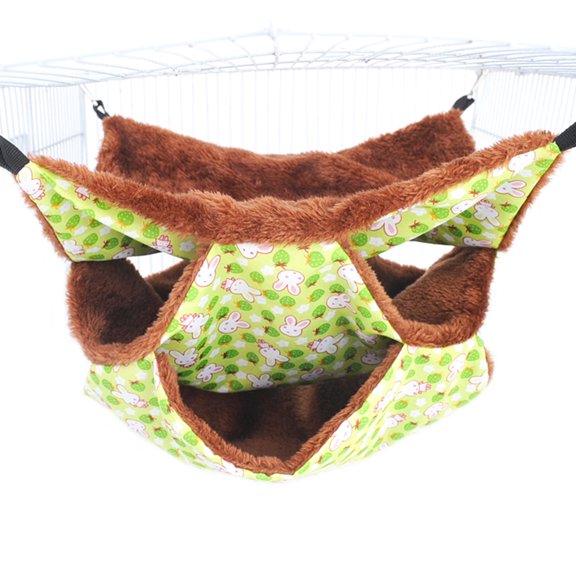 Hanging Hammock for Small Pet 3-Layer Plush Bed Hideout Cage Accessories for Hamster Ferret Chinchilla