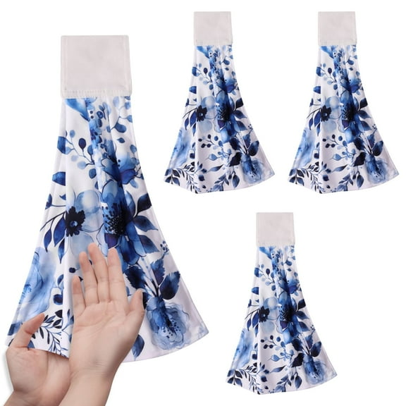 4PCS Hanging Kitchen Towels Absorbent Easy to Clean Towels with Hanging Loop Versatile Soft Fast Drying Hanging Tie for Your Home Use