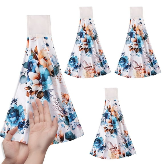 4PCS Hanging Kitchen Towels Absorbent Easy to Clean Towels with Hanging Loop Versatile Soft Fast Drying Hanging Tie for Your Home Use