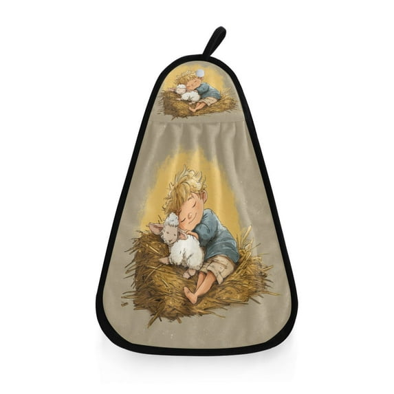 Hanging Hand Towels For Kitchen Bathroom Home Decor Lightweight A Boy with The Lamb