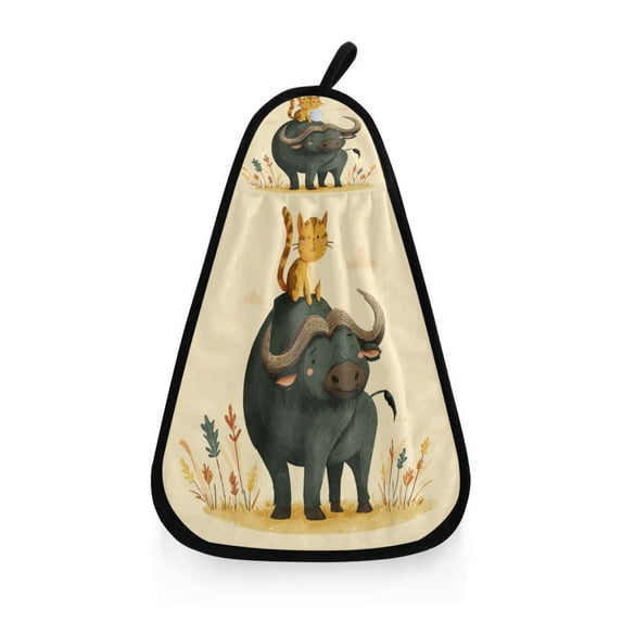 Hanging Hand Towels For Kitchen Bathroom Home Decor Lightweight Kitty and Buffalo in A Farm