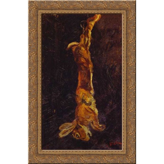 Hanging Hare 24x16 Gold Ornate Wood Framed Canvas Art by Chaim Soutine