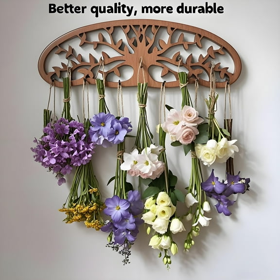 Hanging Herb Drying Rack - Rustic Tree Wall Art Holds 11 Bouquets | Space-Saving Herb & Flower Dryer for Kitchen Witches, Gardeners & Crafters | Unique Wall Dcor Gift