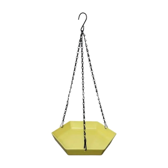 Hanging Hexagonal Bird Feeder For Outdoors - Dual Purpose Water & Food Dispenser For Wild Birds, Yellow