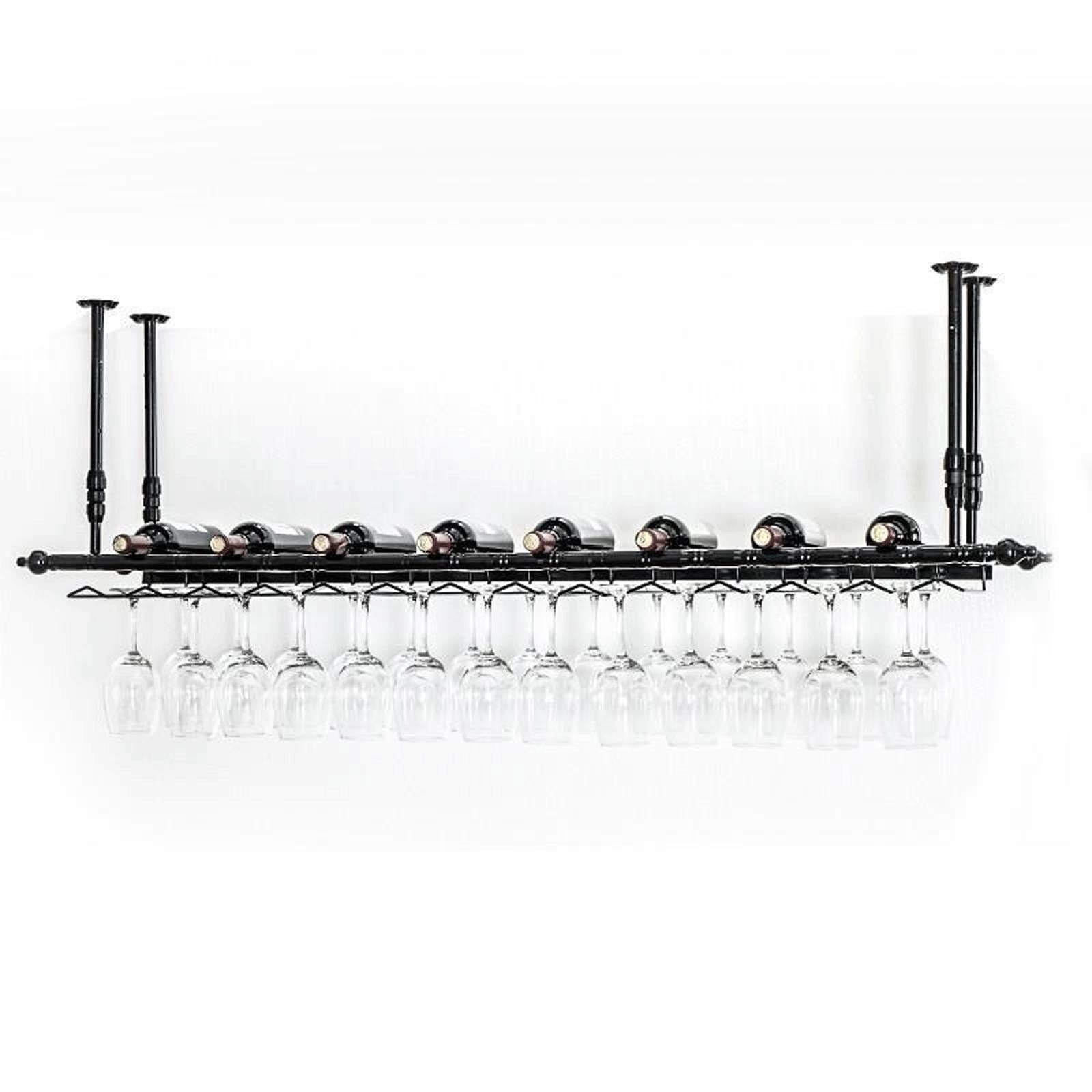 Hanging Stemware Rack Under Cabinet Wine Glass Organizer Black ...