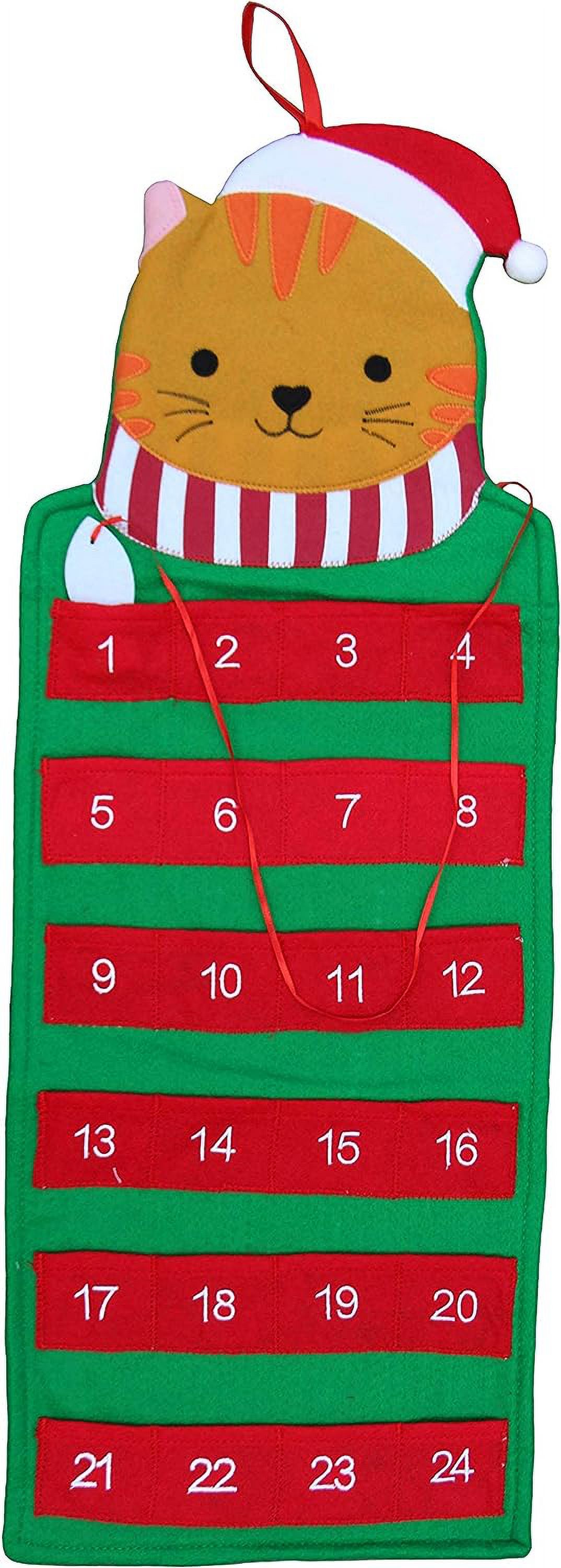 Hanging Holiday Advent Calendar 2022 Kitten Cat Pet With Pockets Countdown To Christmas For Kids