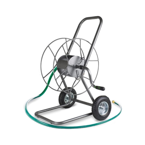 Hanging Hose Reel Cart with Wheels Heavy Duty 200 Foot Metal Hose Reel Mobile Water Hose Storage Cart with Smooth Crank for Gardens Lawns Yard