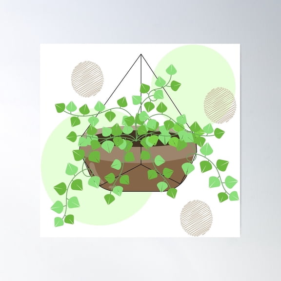 Hanging House Plant Illustration Poster Wall Art, Modern Wall Decor For Living Room Bedroom, 8x12 UNFRAMED