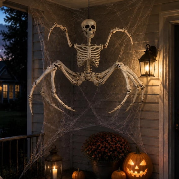 Hanging Human Spider Skeleton Halloween Decoration 36" x 18"
