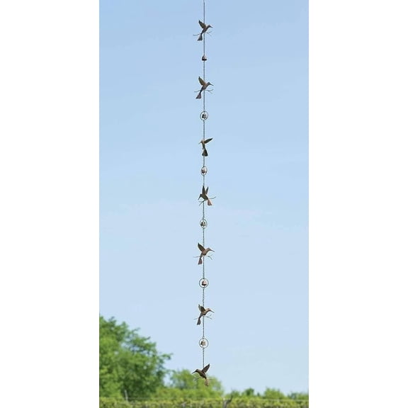 Hanging Humming Bird Rain Chime Metal Rain Chain Garden Wind Chimes Decorative Bell Musical Rain Feng 99 inch
