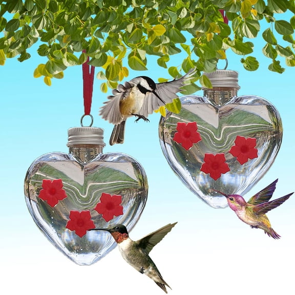 Hanging Hummingbird Feeder for Outdoor Garden, Three Flower Bottle Design Bird Feeder with Clear Reservoir, Sweet Liquid Water Feeder for Patio Balcony