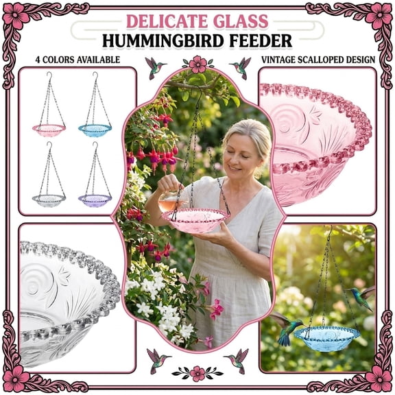 Hanging Hummingbird Feeder, Solar Powered Bird Bath With Fountain, Outdoor Garden Decor For Balcony Or Patio, 12 In Diameter
