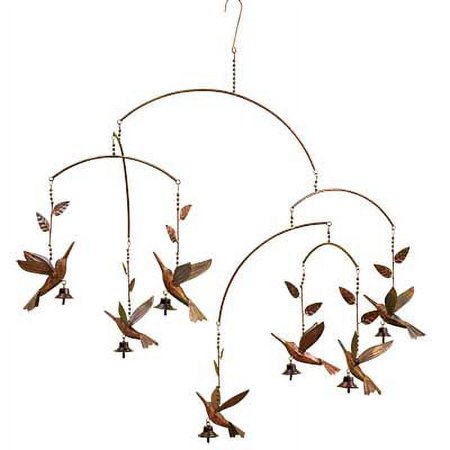 Hanging Hummingbirds and Bells Mobile for Outdoors, Garden, Backyard, and Home Decor