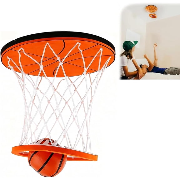 Hanging Indoor Basketball Hoop,Portable Ceiling Swish Indoor Mini Basketball Game for Bedroom,Funny Wall Mount Sports Bedroom & Outdoor Play Game with Ball