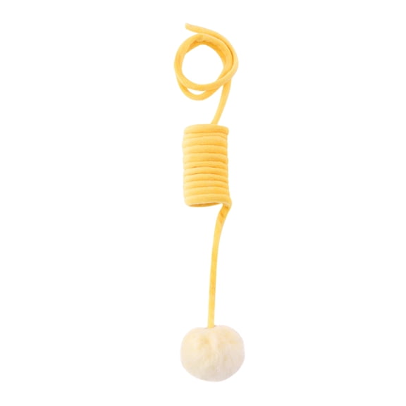 Hanging Interactive Cat Toy Indoor Play Set With Spring Coil String Teaser Reduce Boredom Keep Busy Entertain Your Feline Friend Activity, 22 cm, Yellow