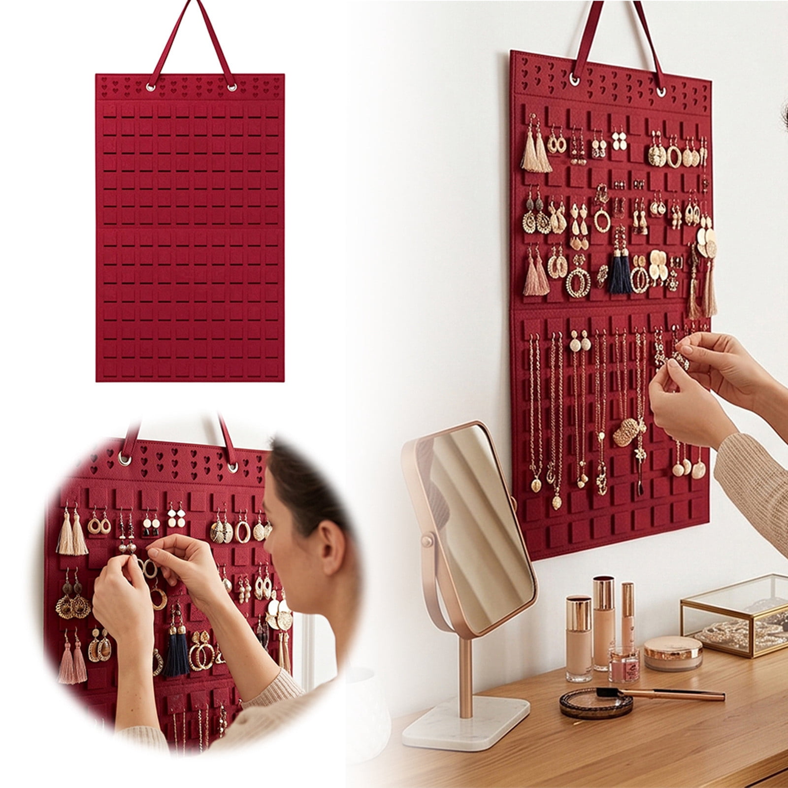 Large Display Ear Hanging Jewelry Organizer, Double Sided Wall Mount Storage, Necklace ...