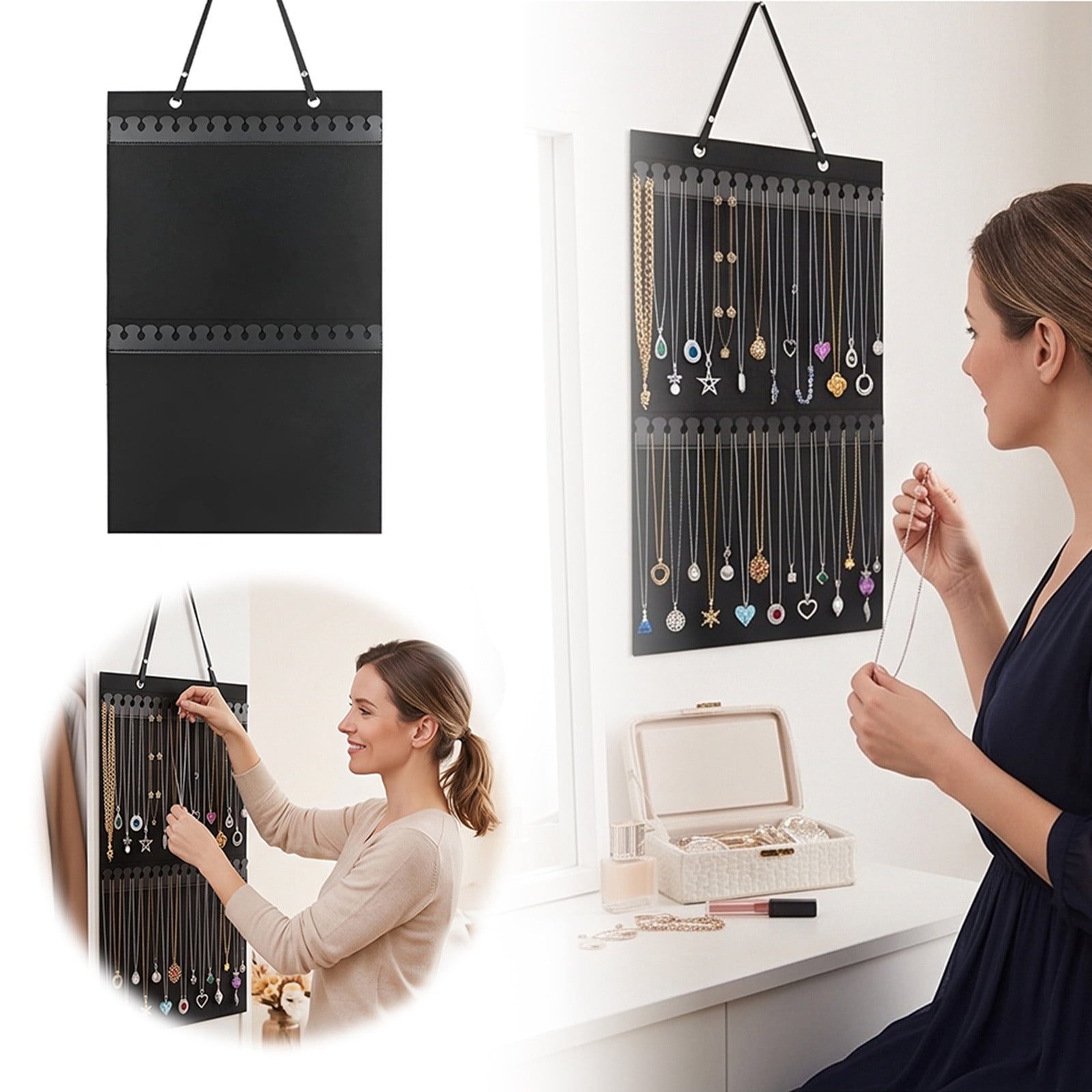 Large Display Ear Hanging Jewelry Organizer, Double Sided Wall Mount Storage, Necklace ...