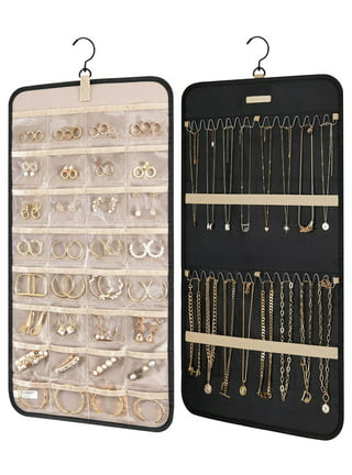 JACKCUBE DESIGN Hanging Jewelry Organizer Necklace Hanger Bracelet Holder  Wall Mount Necklace Organizer with 25 Hooks(Black/16.38 x 4.88 x 2.93  inches) - :MK124B 