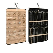 A AKRAF Hanging Jewelry Organizer with Metal Hooks Double-Sided Jewelry Holder, Necklace Holder with 32 Pockets, Jewelry Roll for Earrings, Necklaces, Rings on Closet, Wall, Door, 1 Piece