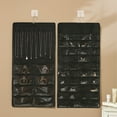 thumbnail image 1 of Hanging Jewelry Organizer, Necklace Earrings Rings Hanger with 48 Jewelry Bags, Travel Storage Roll with Pockets, Hang Closet, Hang on The Door or Wall(Black), 1 of 6