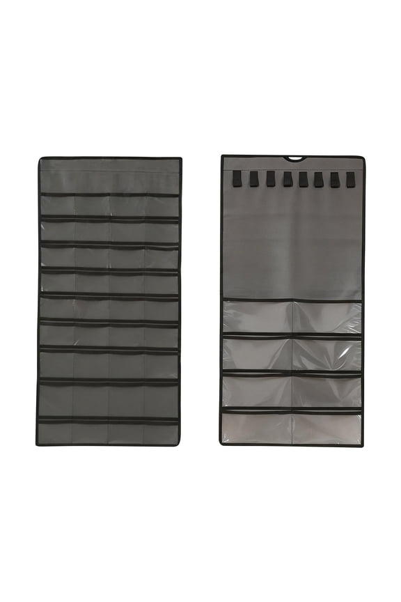 Hanging Jewelry Organizer Roll 48 Grids with Hook - Foldable Jewelry Storage Bag for Earrings Necklaces Rings, Anti-Tangle Hanging Design for Home Closet