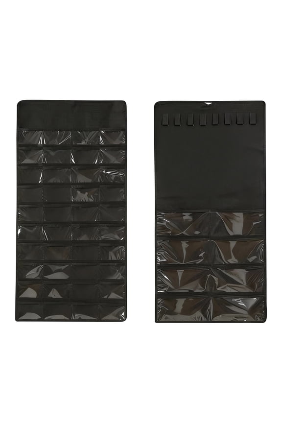 Hanging Jewelry Organizer Roll 48 Grids with Hook - Foldable Jewelry Storage Bag for Earrings Necklaces Rings, Anti-Tangle Hanging Design for Home Closet