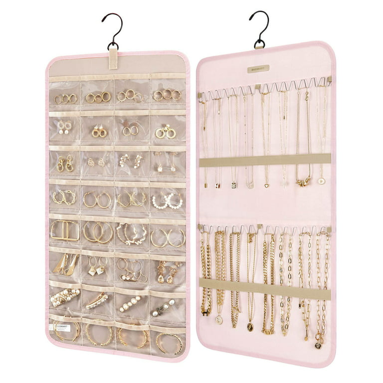 Hook Type Hanging Anti-Tangle Necklace Jewelry Organizer Pink / S