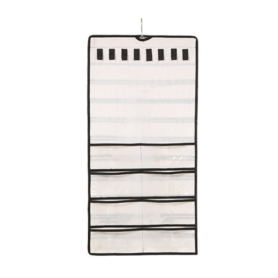 Hanging Jewelry Organizer Storage Roll with Metal Hooks, Double-Sided Multi Pockets Jewelry Holder for Earrings, Necklaces, Rings on Closet, Wall, Door