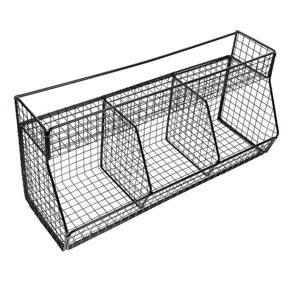 Hanging Kitchen Wire Basket for Onion Ginger Garlic Storage, Stackable Wall-Mounted Wire Basket Organizer