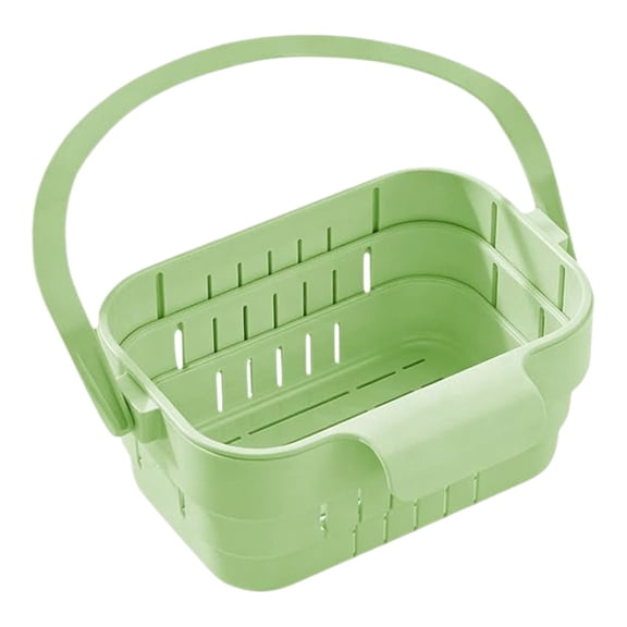 Hanging Kitchen Colander with Handle, Retractable Sink Drain Basket - Space Saving Strainer for Pasta Fruit and Vegetable Washing (Green)