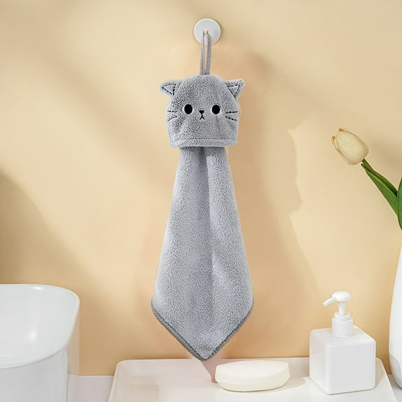 Hanging Kitchen Hand Towel,2025 Cartoon Style Absorbent Velvet Hand Wipe,Quick Drying Hanging Towel With Soft Touch,Reusable Hand Drying Towel For Kitchen Bathroom,Office Daily Cleaning Use-Free Size