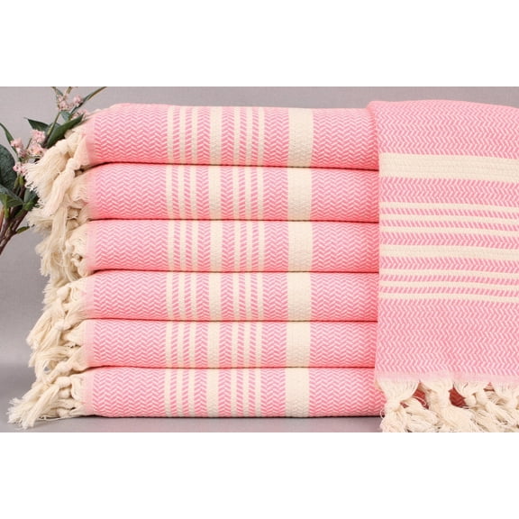 Hanging Kitchen Hand Towel, Customized Hand Towel, Bright Pink Towel, Striped Towel, 18x40 Inches Personalized Gifts, Gift Towel,