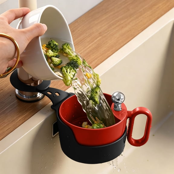 Hanging Kitchen Sink Strainer Basket, Space-Saving Faucet Hanging Drain Basket, Plastic Over Sink Food Strainer for Vegetable Washing, Kitchen Sink Food Scrap Catcher for Daily Rinsing