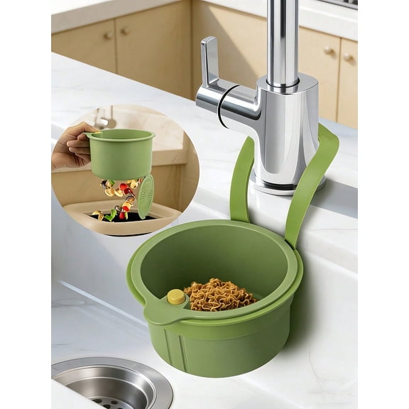 Hanging Kitchen Sink Trash Bin with Drain Holes, Food Waste Basket for Faucet, Space Saving Kitchen Organizer