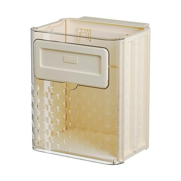 Hanging Kitchen Trash Can, Dingrich 3 Gallon Collapsible Waste Bin, Small Plastic Folding Hang Garbage Can for Cabinet Bedroom Bathroom Kitchen Office Car, Beige