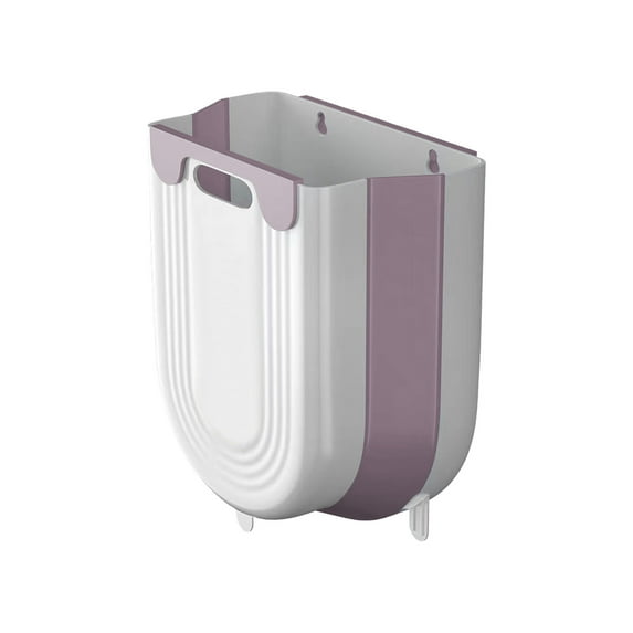 Hanging Kitchen Trash Can, Plastic Collapsible Trash Can for Kitchen, Foldable Small Garbage Bin, Under Sink Waste Bin for Cabinet (Purple)