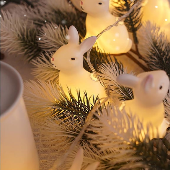 String Lights Battery Powered Hanging LED Bunny Rabbit Light Decoration, Cute Animal Shaped Fairy Lights for Bedroom Party Wedding Table Centerpiece, Waterproof Indoor Outdoor Home Decor