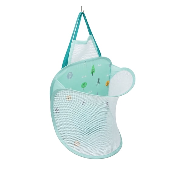 Hanging Laundry Basket with Hook, Breathable Mesh Hamper for Clothes Towels, Foldable Storage for Bathroom Green 16"