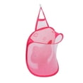 thumbnail image 1 of Hanging Laundry Basket with Hook, Breathable Mesh Hamper for Clothes Towels, Foldable Storage for Bathroom Pink 16", 1 of 6