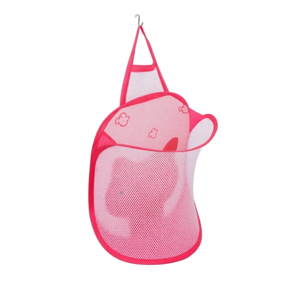 Hanging Laundry Basket with Hook, Breathable Mesh Hamper for Clothes Towels, Foldable Storage for Bathroom Pink 16"