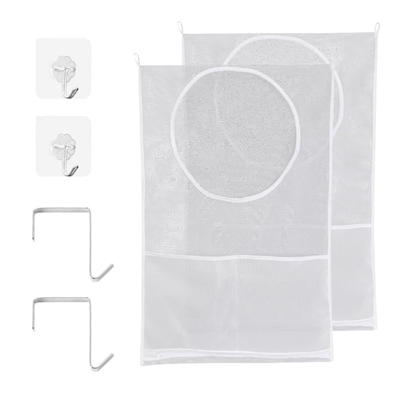 Hanging Laundry Hamper, 30x19.7 inch, Durable, Large Capacity, Mesh, White 2 Pcs