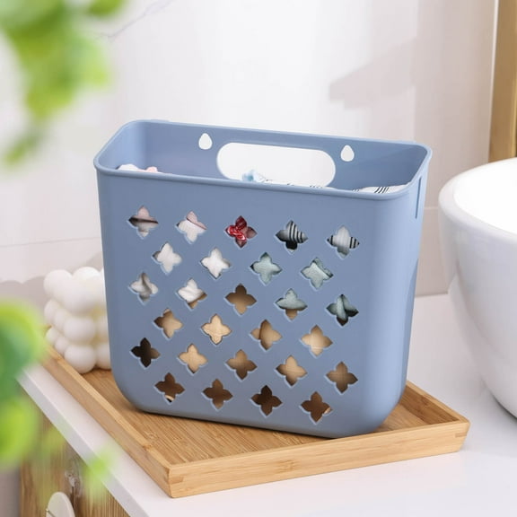 Hanging Laundry Hamper with Carry Handle, Foldable Plastic Laundry Baskets, Wall Hanging Storage Basket, Dirty Clothes Storage Bin Multi-function Storage Container(Small,Blue)