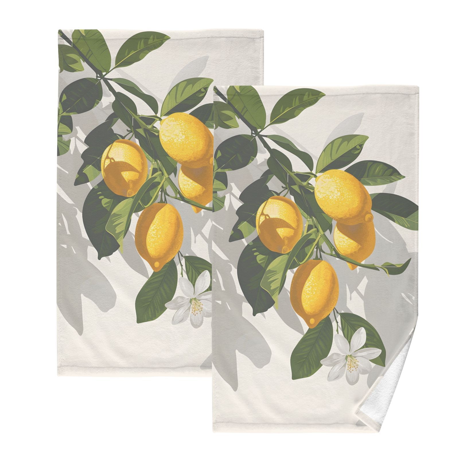 Hanging Lemons Hand Towels Cotton Bath Towels Large Face Towels Absorbent for Bathroom 2 Packs