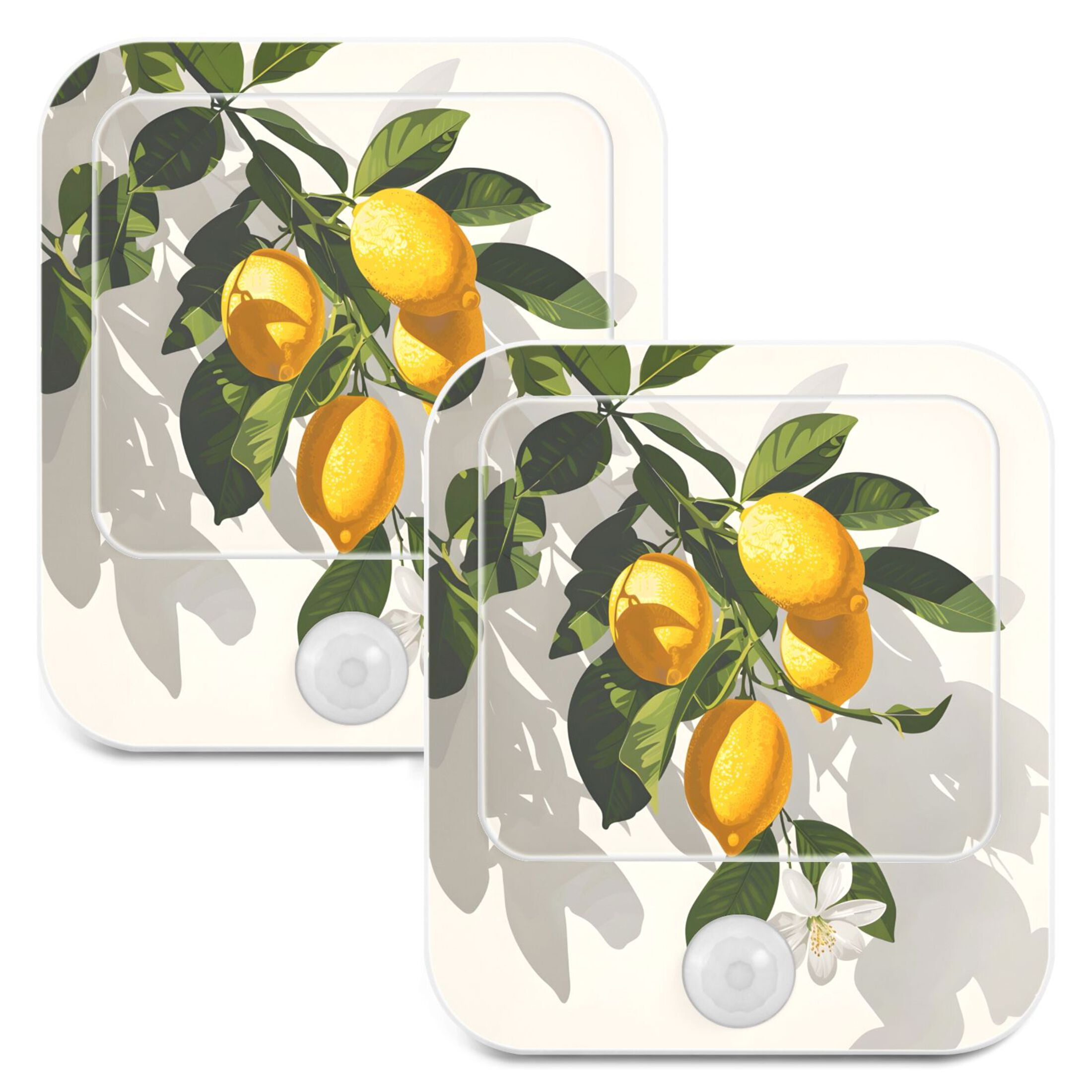 Hanging Lemons Night Lights Plug into Wall LED with Auto Light Sensor Warm Light for Kids Hallway Bedroom Living Room Kitchen Bathroom Set of 2