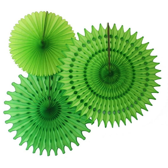 Hanging Lime Green Tissue Fan Decorations, Set of 3 (21 inch, 18 inch, 13 inch) by Devra Party