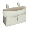 thumbnail image 1 of Hanging Linen Bedside Caddy Organizer, Large Capacity Bedside Storage with Pockets for Dorm, Hospital Bed & Home Bedroom Use(White,Regular), 1 of 3