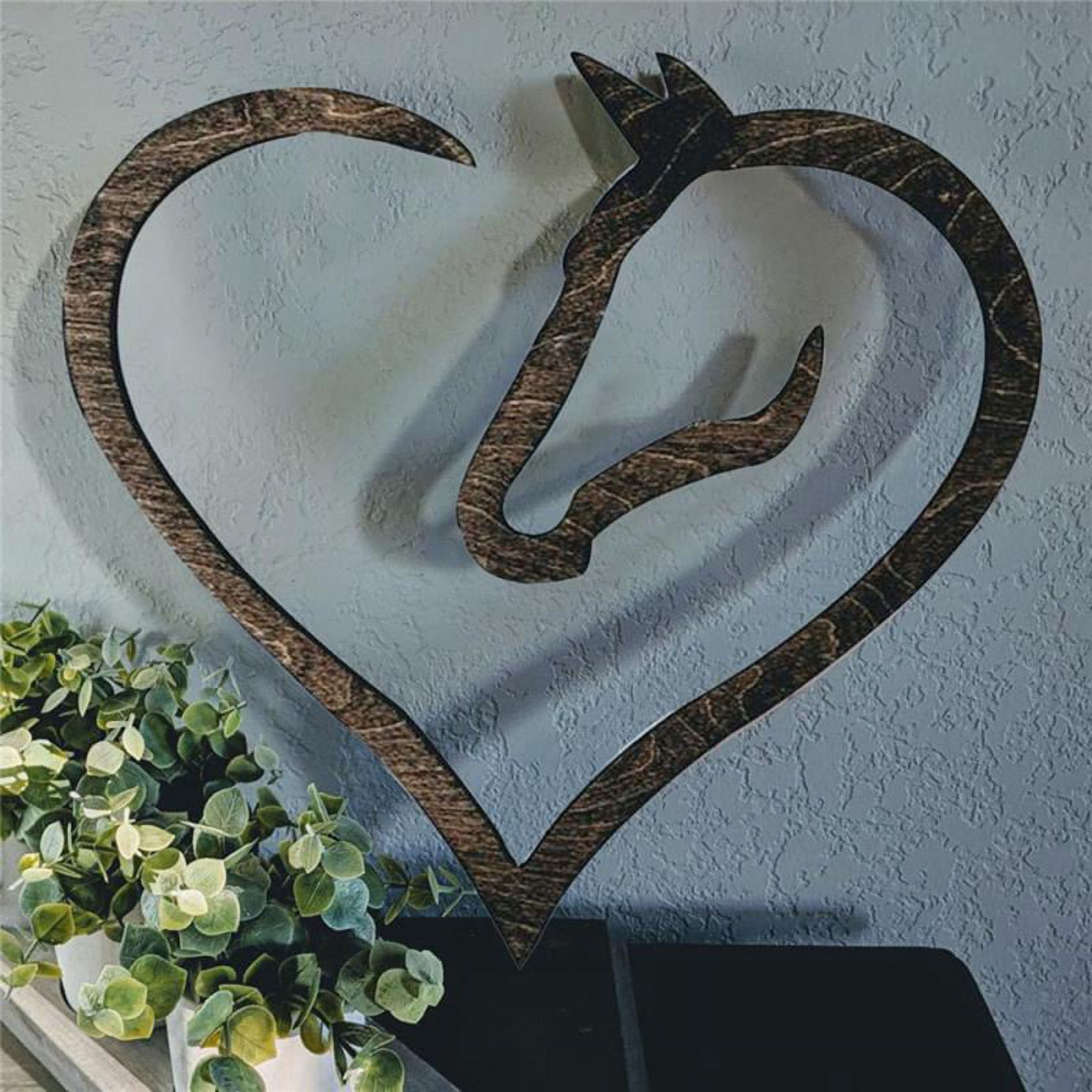 Hanging Love Horse Heart Wooden Wall Art Home Decor Wooden Horse Heart