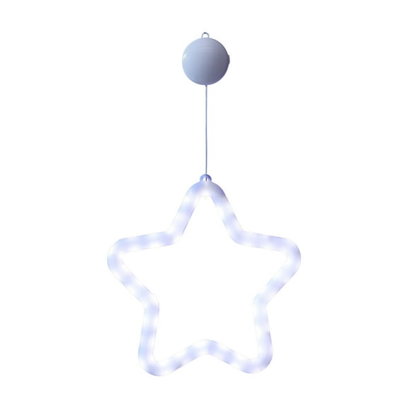 Hanging Luminous Five Pointed Star Window Lights, White Operated Indoor Window Lights for Fourth of July, Independence Labor Memorial Day Home Decor