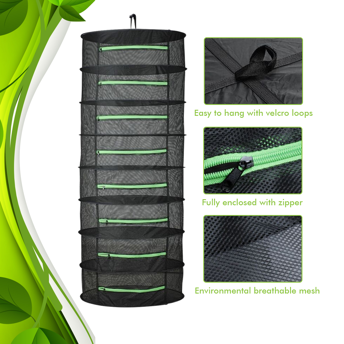 Drying Rack Herb Drying Net with Zipper Herb Dryer W/Carry Bag Mesh For