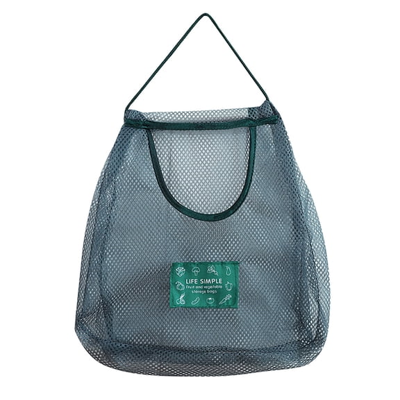 Hanging Mesh Fruit Vegetable Storage Bag Reusable Breathable Kitchen Organizer Net Bag Drawstring Produce Storage for Refrigerator Kitchen Travel Grocery Eco Friendly Household Storage, Black